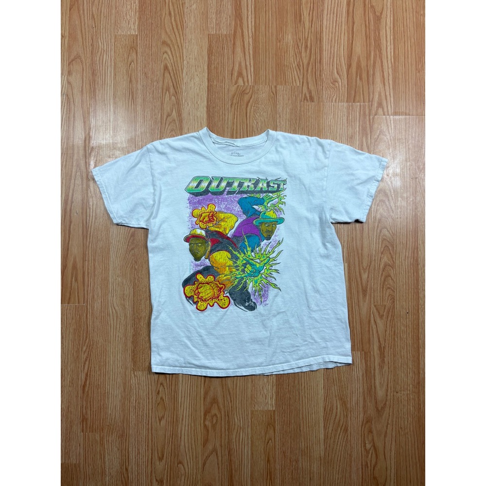 Outkast Graphic T-Shirt Mens Large White Comic Style Hip Hop Rap Tee 2020